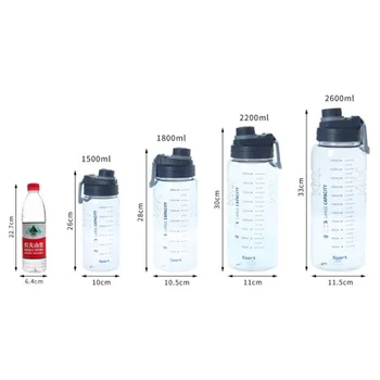 1.5 L 1.8 L 2.2 L 2.6 L spor şişeleri içme suyu şişesi saman sızdırmaz su ısıtıcısı kapaklı yürüyüş Kamp Plastik BPA ücretsiz
