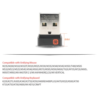 1 adet Kablosuz Dongle Alıcı Birleştirici USB Adaptörü logitech Fare Klavye Bağlantı 6 Cihazı MX M905 M950 M505 M510 M525