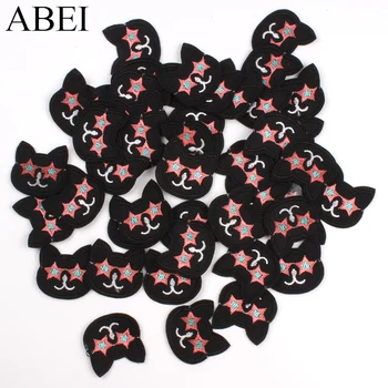 10 adet Demir On Siyah Kedi Yama Karikatür Mini Hayvan Çıkartmaları DIY Yamalar Kot Ayakkabı Gömlek Elbise Giyim Tamir Aplikler