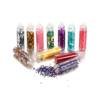 12 Şişe Renkli Küçük Glitter Pul Epoksi Reçine Dolgu DIY Takı için Reçine Kalıp El Sanatları Tırnak Sanat Dekorasyon Aksesuarları