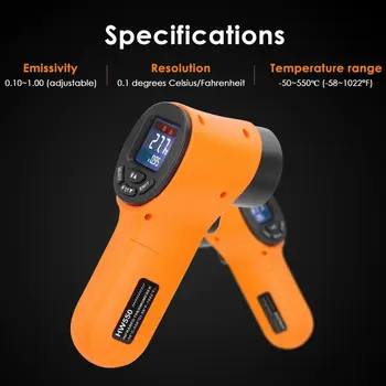 2021 Sıcak Satış HW570 temassız Dijital Kızılötesi Termometre lcd ekran Lazer Sıcaklık Ölçer IR ısı tabancası Aletleri