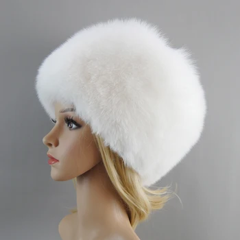 2022 Rus Tarzı Kadın yuvarlak şapka Moda Gerçek Kürk Şapka Doğal Tilki Kürk Kadın Kış sıcak Bombacı Şapka Kabarık Popüler Kasketleri