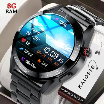 2022 Yeni 454 * 454 Ekran akıllı saat Erkekler Her Zaman Ekran Zaman Bluetooth Çağrı 8G RAM Yerel Müzik Smartwatch Bağlantı TWS Kulaklık