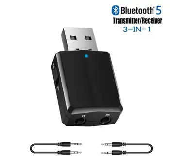 3-in - 1 Bluetooth Alıcısı Verici Mini Stereo Bluetooth 5.0 Ses AUX RCA USB 3.5 mm Jack TV PC İçin Araç Kiti Kablosuz Adaptör