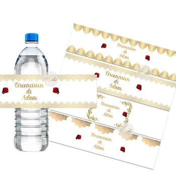 30 adet Kişiselleştirin Mabrouk Tahara Altın Desen Sünnet Su şişe etiketleri Özel Çıkartmalar Şeker Çubuğu Sarmalayıcılar Herhangi Bir Metin