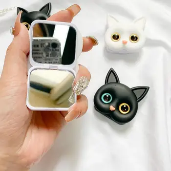 3D Sevimli Yavru Kedi telefon tutucu Mini Ayna Katlanır Braketi telefon tutamağı cep telefonu standı Tüm Akıllı Telefonlar İle Uyumlu
