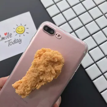 3D Simülasyon Komik Lezzetli Yemek Tavuk Telefon Kılıfları iPhone 12 Mini 14Promax 7 8 Temizle case arka iphone 13 XR 11
