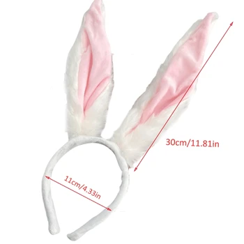 573B Karikatür Tavşan Kulaklar Kafa Bandı Peluş Tavşan Kulaklar Kafa Bandı Kabarık Saç Çember Paskalya Noel kostümlü oyun saç aksesuarları