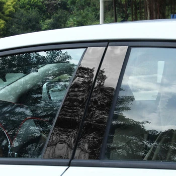 8 adet / takım BC Pillar Kapak Kapı Pencere Siyah Trim Şerit Honda Civic Sedan 2012 2013 Yeni Styling Sticker Aksesuarları