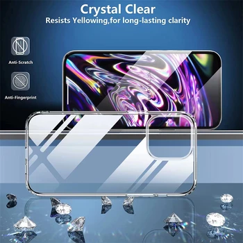 Akrilik Kristal Şeffaf Darbeye Dayanıklı Durumda iPhone 14 11 12 13 Pro Max Mini XR X XS 7 8 Artı SE Hava Yastığı TPU Tampon Sert Kapak