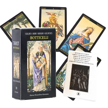 Altın Botticelli Tarot Güverte Kılavuz Tam İngilizce Kehanet Kader Kehanet Tarot Kartları Eğlence Tahta Oyunları 12 * 7cm
