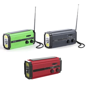 AM / FM / WB Acil Radyo Handcrank Güneş USB Şarj Çok Fonksiyonlu Güneş Acil Radyo Güneş Hava Radyo Dahili Hoparlör