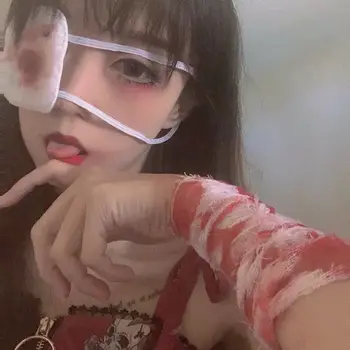 Anime Tokyo Gözlük Kaneki Ken Cosplay Beyaz Yama Pamuk Kalp Şekli Nakış Körü Körüne Kadın Erkek Parti Tek Göz Maskesi