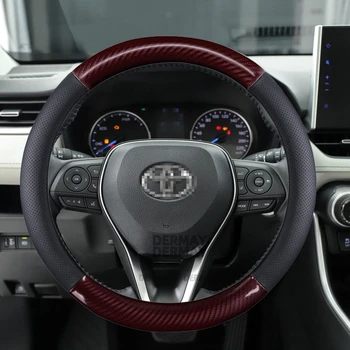 Araba direksiyon kılıfı kaymaz Hakiki Deri Toyota Corolla Camry için Rav4 Auris Yalis Celica CHR Avensis Oto Aksesuarları