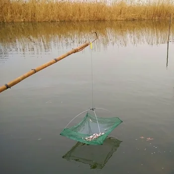 Balık Ağı Katlanabilir Katlanır Örgü naylon balık ağı Yem Tuzak Cast Dip Yengeç Karides Net Alıcı Karides Yengeç Küçük Balıklar Balıkçılık