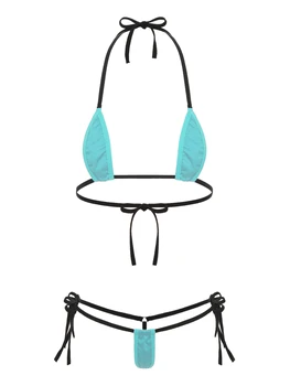 Bayan Bikini Mayo Mikro Plaj Mayo Mayo İç Çamaşırı Setleri Kıyafeti Dantel-up Sütyen G-string Tanga Külot Kıyafetler