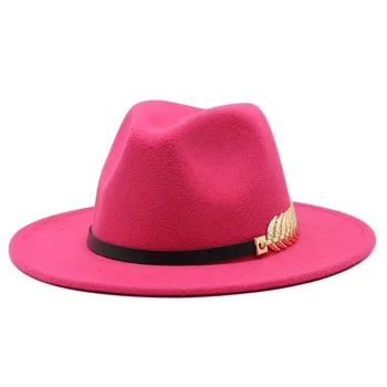 Bayanlar Yün Fedora Sıcak Caz Şapka Chapeau Femme Feutre Panaman Kap Keçe Kadın fötr şapkalar İnciler Kemer Vintage Fötr Kapaklar