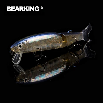 Bearking 11.3 cm 13.7 g sıcak balıkçılık cazibesi minnow kaliteli profesyonel yem yüzen yem eklemli yem donatılmış siyah veya beyaz kanca