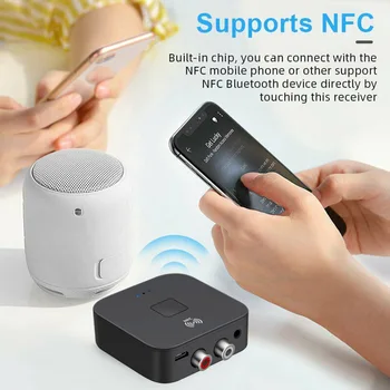 Bluetooth uyumlu 5.0 RCA Ses Alıcısı APTX 3.5 mm AUX Jack Müzik Kablosuz Adaptör için NFC İle Araba TV Bilgisayar Hoparlörleri
