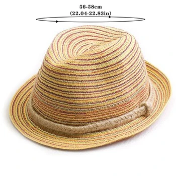 Bohemia Kadın Hasır Şapka Çizgili El Örgü Batı Kovboy Cowgirl Kap Kadın Yaz Plaj güneş şapkaları Casquette кепкаченская
