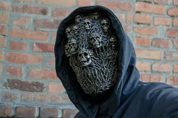 Cadılar bayramı yüz kapatma Buhar Gerçekçi Ürpertici Kafatası Başlık Kafatası Punk Maskesi Perili ev Korku Cosplay Sahne Yenilik Karakterler