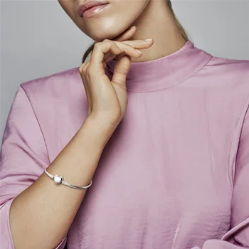 Charm DIY Hediye Ayarlanabilir Kalp 925 som gümüş bileklikler Orijinal Tasarım Güzellik Bilezik Kadın Moda Kadınlar Takı