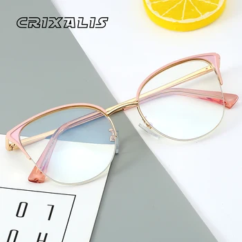 CRIXALIS lüks marka tasarım bilgisayar gözlük kadın moda kedi göz optik gözlük çerçeve Lady mavi ışık gözlük kadın UV400
