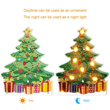 DIY Elmas Boyama LED Gece Lambası Ev Noel Masaüstü Dekorasyon Süsler Noel Kardan Adam El Sanatları Festivali Parti Gece Lambası
