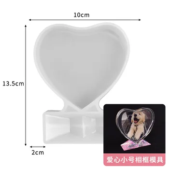 DIY Kalp şeklinde Tutkal Ayna Takı Masaüstü Süsler Çok şartname Kalp şeklinde Dikdörtgen Fotoğraf Çerçevesi Kalıp