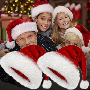 Ebeveyn-çocuk Noel Şapka Noel Baba Kırmızı Şapka Kapaklar Kalınlaşmak Yetişkin Çocuklar için Noel Dekor Yeni Yıl Hediyeleri Ev Partisi Malzemeleri