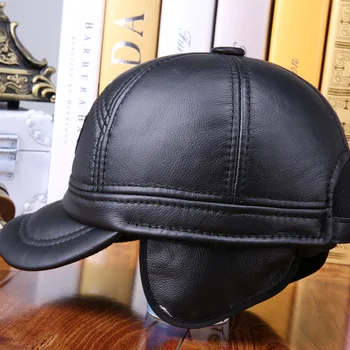 Erkek Deri Şapka Yetişkin beyzbol şapkası Hakiki Deri beyzbol şapkası Yetişkin Moda Açık kulak koruyucu Doruğa Kap B-7250