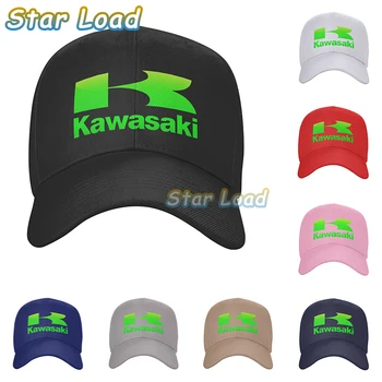 ERKEK MODA HİP HOP KAPAKLAR Baskı Kawasaki kamyon şoförü şapkası Şapka beyzbol şapkası Snapback Baba Şapka Kemik Casquette