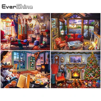 Evershine 5D DIY Elmas Boyama Noel Çapraz Dikiş nakış Elmas Manzara Taklidi Sanat Duvar Süslemeleri