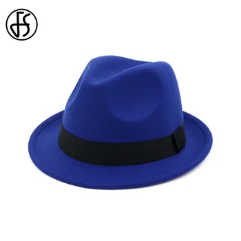 FS Moda Caz Kap Erkekler Kadınlar Için Kısa Ağız Yün Fötr Fötr Şapkalar Vintage Bahar Sonbahar Panama Siyah Deve Kırmızı Mavi Şapka