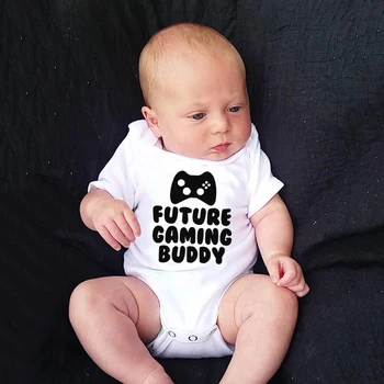 Gelecek Oyun Buddy Yenidoğan Bebek Erkek Kız Komik Romper InfantShort Kollu Elbise Toddler Moda Tulum 0-24 M