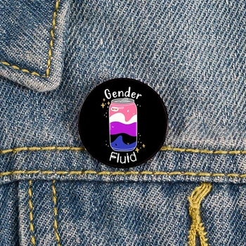 Genderfluid İçecek Pin Özel sevimli Broş Gömlek Yaka öğretmen tote Çanta sırt çantaları Rozeti Karikatür hediye broş pins kadınlar için