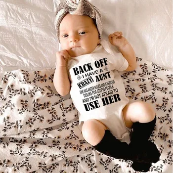 Geri Kapalı Ben Bir Çılgın Teyze Baskılı Bebek Erkek Kız Elbise Komik Pamuk Kısa Kollu Bebek Bodysuit Yenidoğan Tulum Tulum