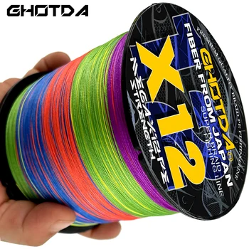 GHOTDA X12 Örgülü olta-Uzunluk: 100 m Çap:0.16 mm-0.55 mm Boyutu:25-120lb Japonya PE Örgülü Hattı