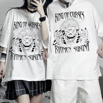 Harajuku erkek T Shirt Jujutsu Kaisen Baskılı Gömlek Kısa Kollu 2022 Yaz Kadın Erkek T Shirt Anime T-shirt Streetwear Tops