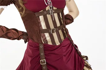 Kadın Korsan Kostüm Yetişkin Steampunk Bayan Korsan Giysileri Corsair Cosplay Vampir Elbise Kovboy Cowgirl Cadılar Bayramı Partisi Kostüm