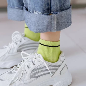 Kadın Çorap Penye Pamuk Kız Sıkıştırma Giyim Seti Şeker Renkler Japon Nefes Anti-sürtünme Rahat Spor Sevimli