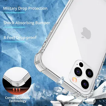 Kalın Darbeye Dayanıklı Silikon Şeffaf Telefon Kılıfı İçin iPhone 14 13 12 11 Pro Max Mini X XR 7 8 Artı SE2 Lens Koruma Kılıfı arka Kapak