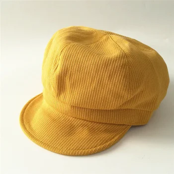 Kore Versiyonu Düz Renk Kadın Bere Bahar Sonbahar Newsboy Şapka Vintage Kadife Esneklik Doruğa Kap Ressam Şapka