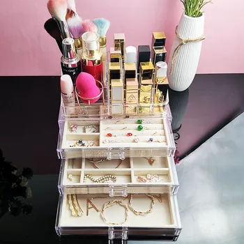 Kozmetik saklama kutusu Takı saklama kutusu makyaj Organizatör Ruj Standı Küpe Ekran Standı Çekmece Şeffaf Akrilik