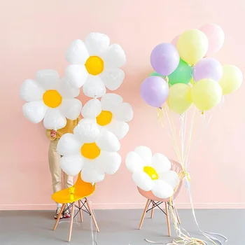 Küçük Papatya Balon Çocuk Karikatür Oyuncak Çiçek Balon Doğum Günü Partisi Dekorasyon Güneş Çiçek Alüminyum Folyo Balon