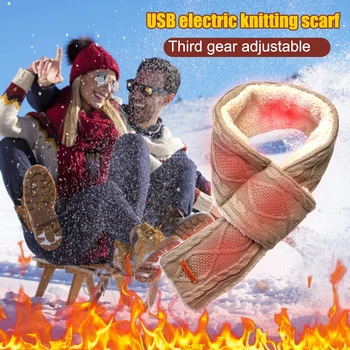 Kış Elektrikli ısıtmalı Eşarp 3 Seviye Ayarlanabilir Sıcaklık Eşarp USB ısıtma Atkısı Yaka Boyun İsıtıcı Bisiklet Kayak için