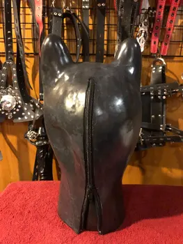Lateks Maske Cosplay hayvan Şapka fermuarlı yavru köle köpek fetiş hood katı burun Yeni ekstra kalınlık 1.8 mm