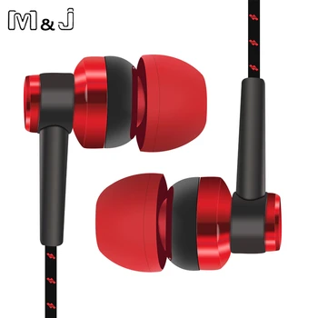 M & J MP3 MP4 Kablo Subwoofer Kulaklık Örgülü Halat Tel Kumaş Halat Gürültü İzole Kulaklık iphone Xiaomi redmi pro kulakiçi