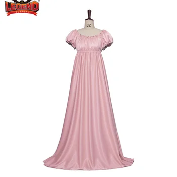Mavi Bridgerton Daphne Elbise Victoria Fantezi Elbise Regency Dönemi Balo Vintage Yüksek Bel Jane Austen Elbise Cosplay Kostüm