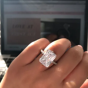 MENGYI Lüks Zirkon Nişan Yüzüğü Kadın Basit Kare Geometri AAA Zirkon Avusturya Kristal Romantik alyanslar Kadınlar Için